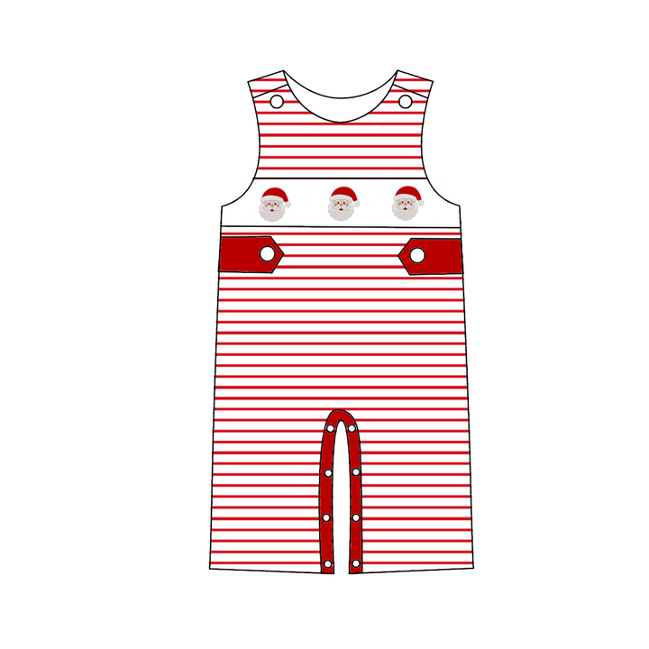 Christmas Red Stripe Santa Embroidery Sibling Matching Outfits Collection