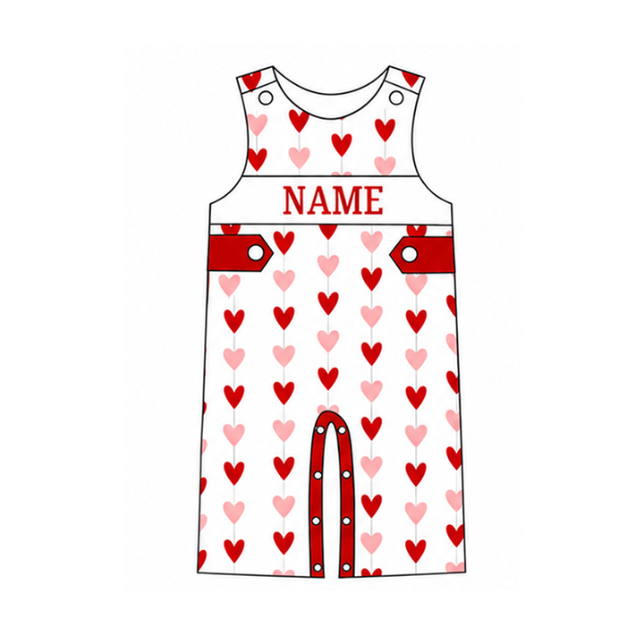 Personalized Valentine Red Heart Print Sibling Outfits