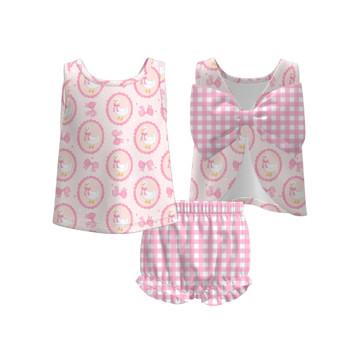 Baby bowknot tank top&bubble short 2pcs set