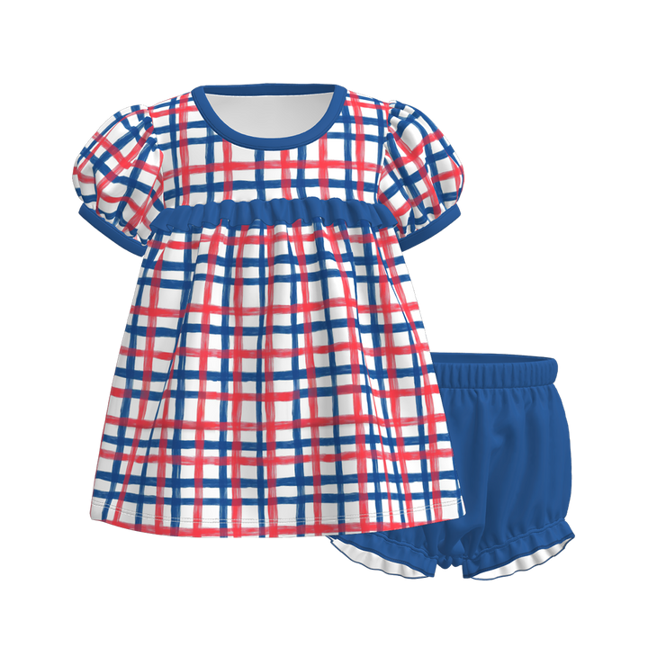 Baby Girls 4th of July Patriotic top&bubble short set