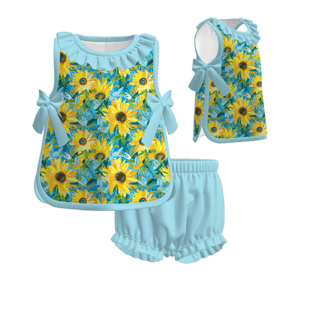 Baby girls bow deco top& bubble short set