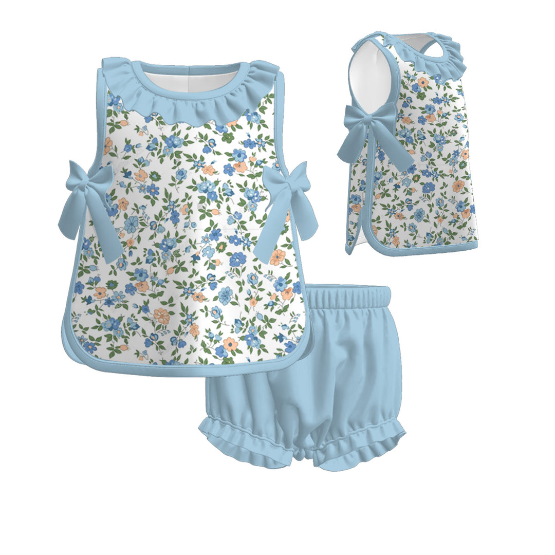 Baby girls bow deco top& bubble short set