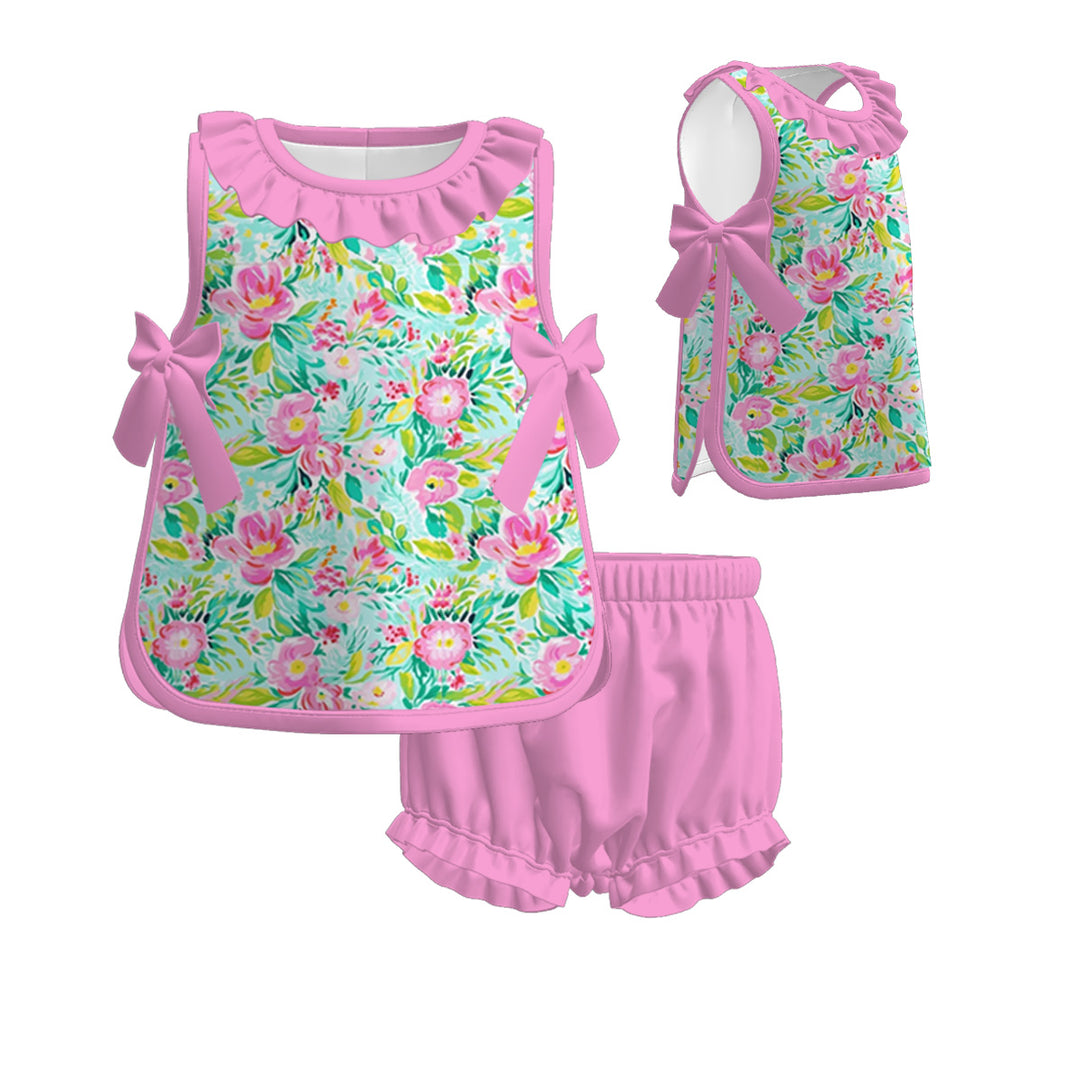 Baby girls bow deco top& bubble short set