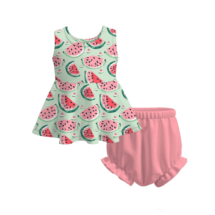 Baby girls summer sleeveless top& bubble short set