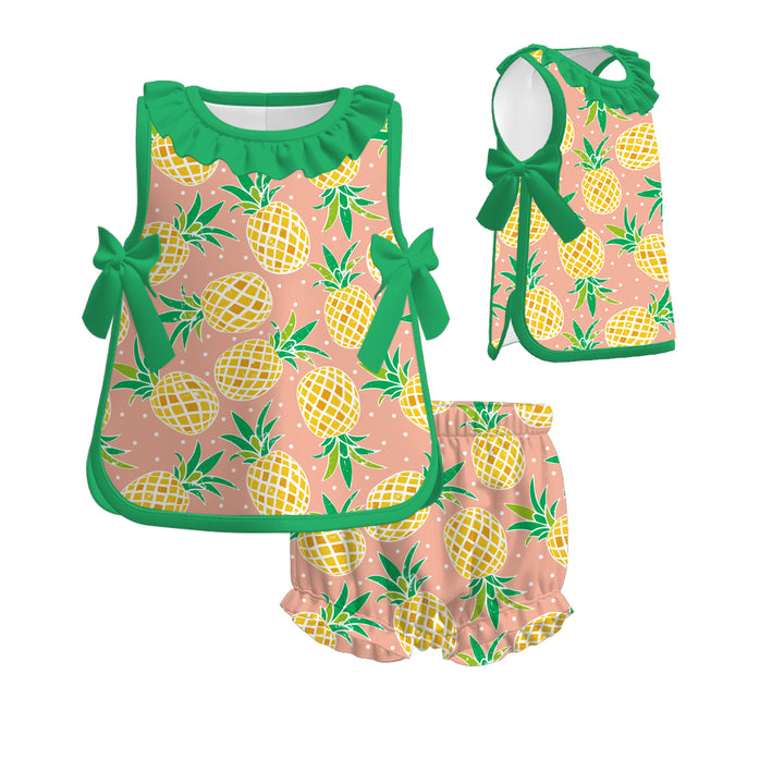 Baby girls bow deco top& bubble short set