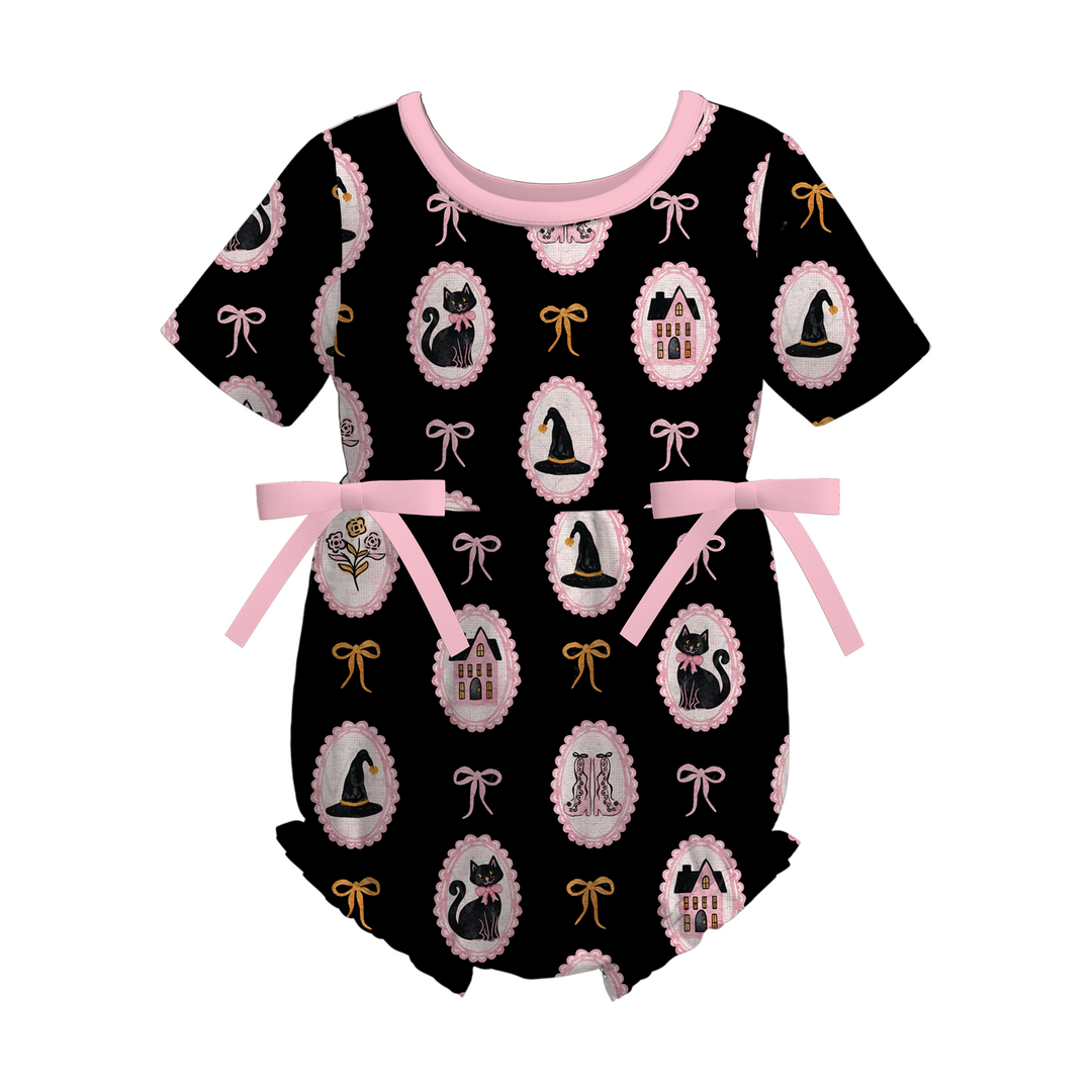 Halloween Witch princess short sleeve bowknot romper