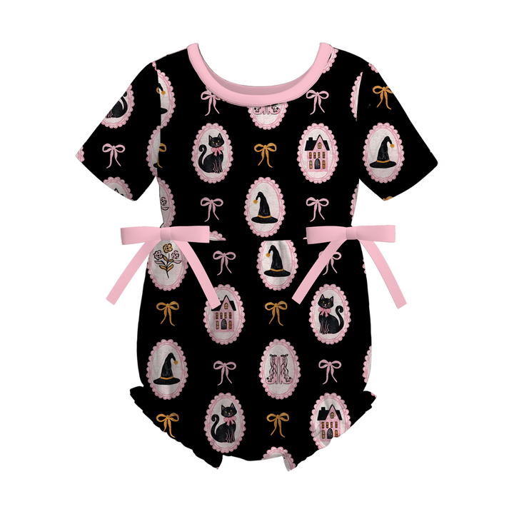 Halloween Witch princess short sleeve bowknot romper