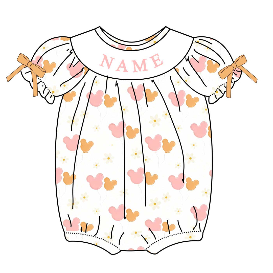 Birthday-themed bowknot ruffle romper-Customizable name