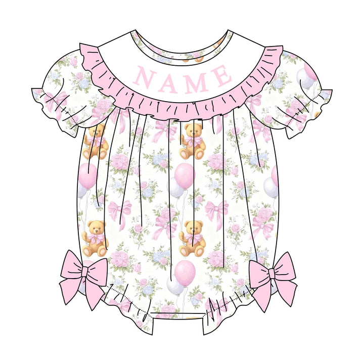 Birthday-themed bowknot ruffle romper-Customizable name