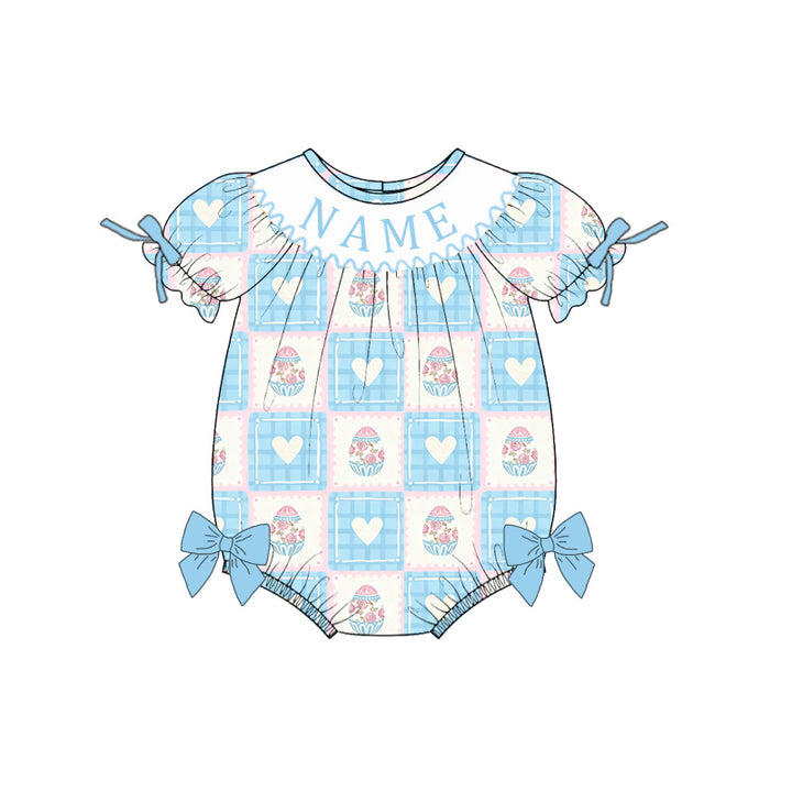 Easter cute egg pattern bow deco romper-Customizable name