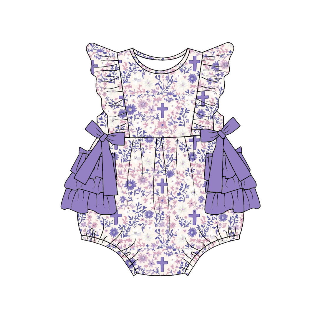 Easter cute all-over printed romper onesie for baby girls