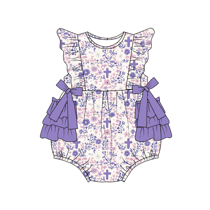 Easter cute all-over printed romper onesie for baby girls