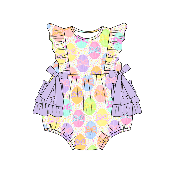 Easter cute all-over printed romper onesie for baby girls