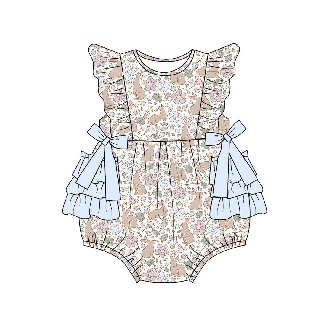 Easter cute all-over printed romper onesie for baby girls