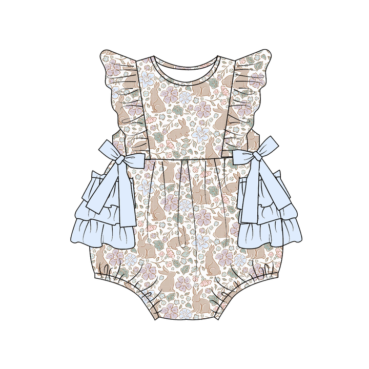 Easter cute all-over printed romper onesie for baby girls