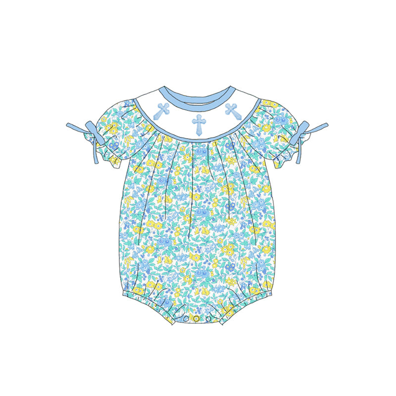 Easter cross embroidered sibling outfits for boys girls
