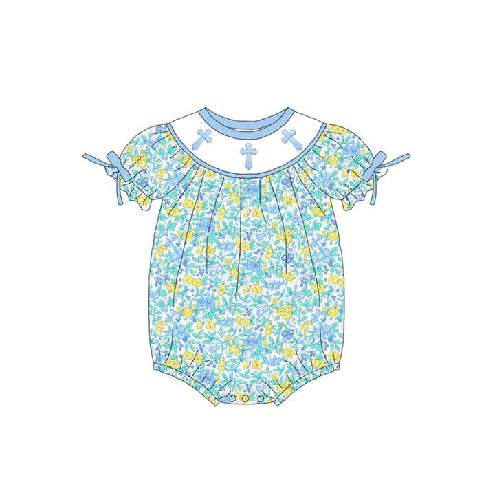 Easter cross embroidered sibling outfits for boys girls