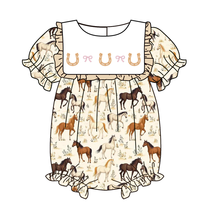 Western girls Boots&Bows embroidery dress&romper for sisters