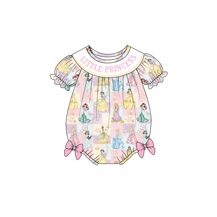 Little princess embroidery smocked romper-Customizable