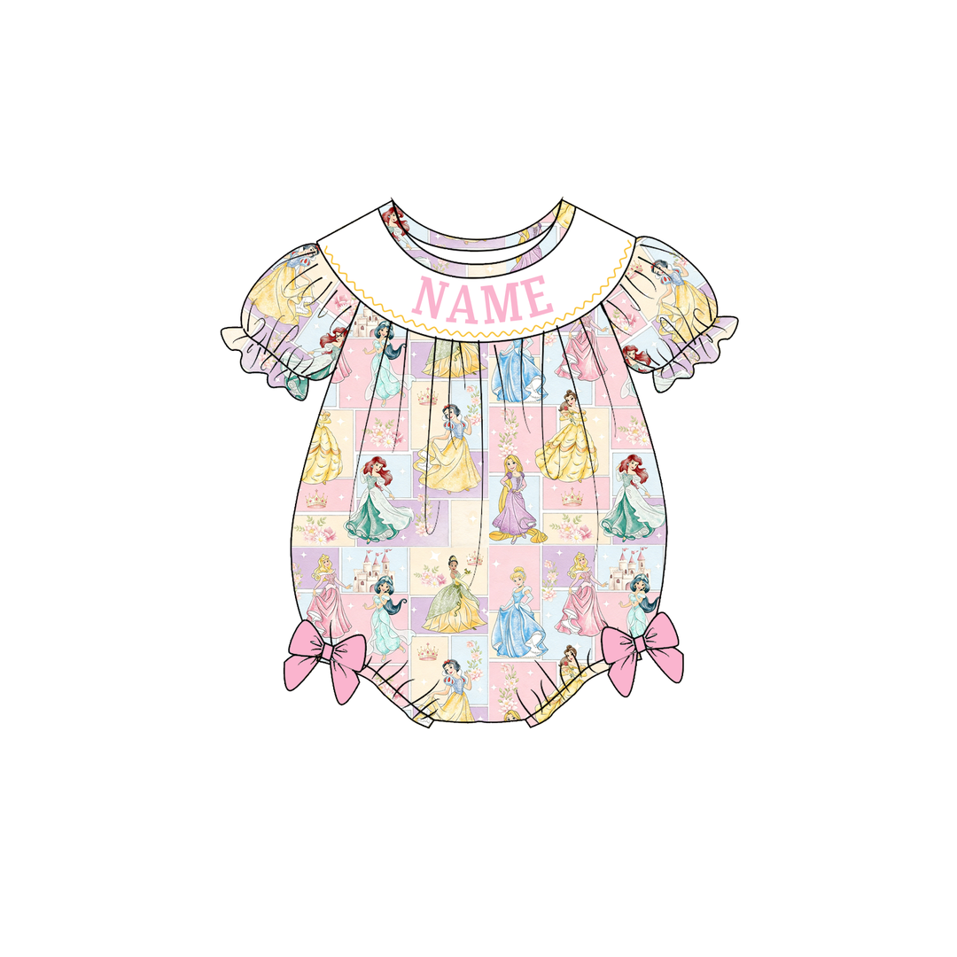 Little princess embroidery smocked romper-Customizable