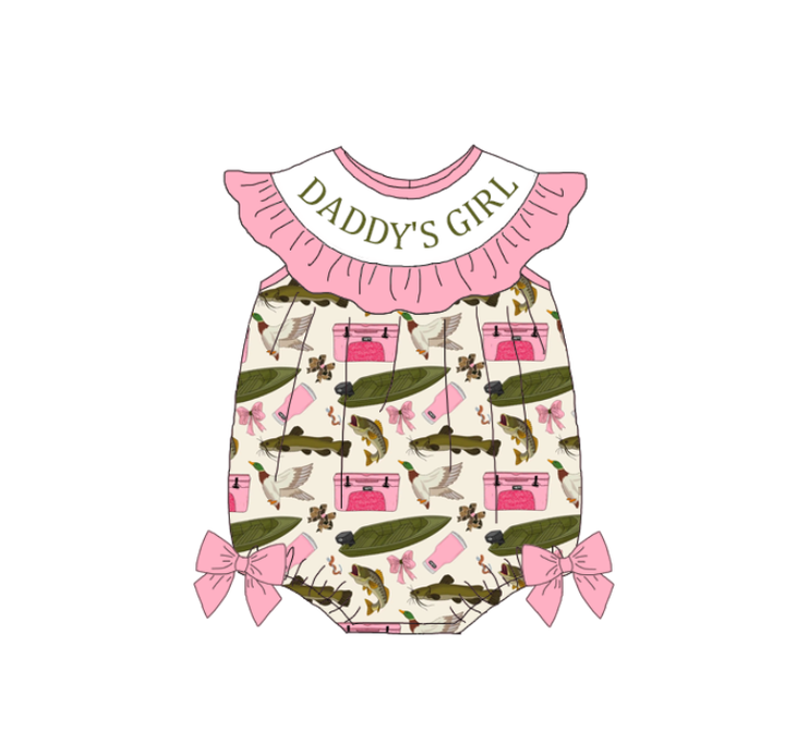 Daddy's girl Pink embroidery sibling outfits for Father's Day
