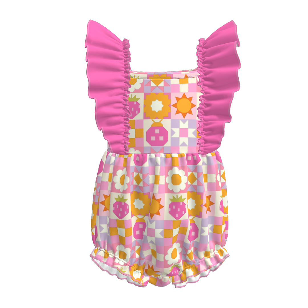 Girls' pastel flowers printed floral ruffle dress sibling outfits