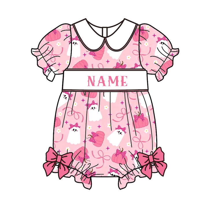 Personalized custom name Halloween Cute Ghost Embroidered Dress