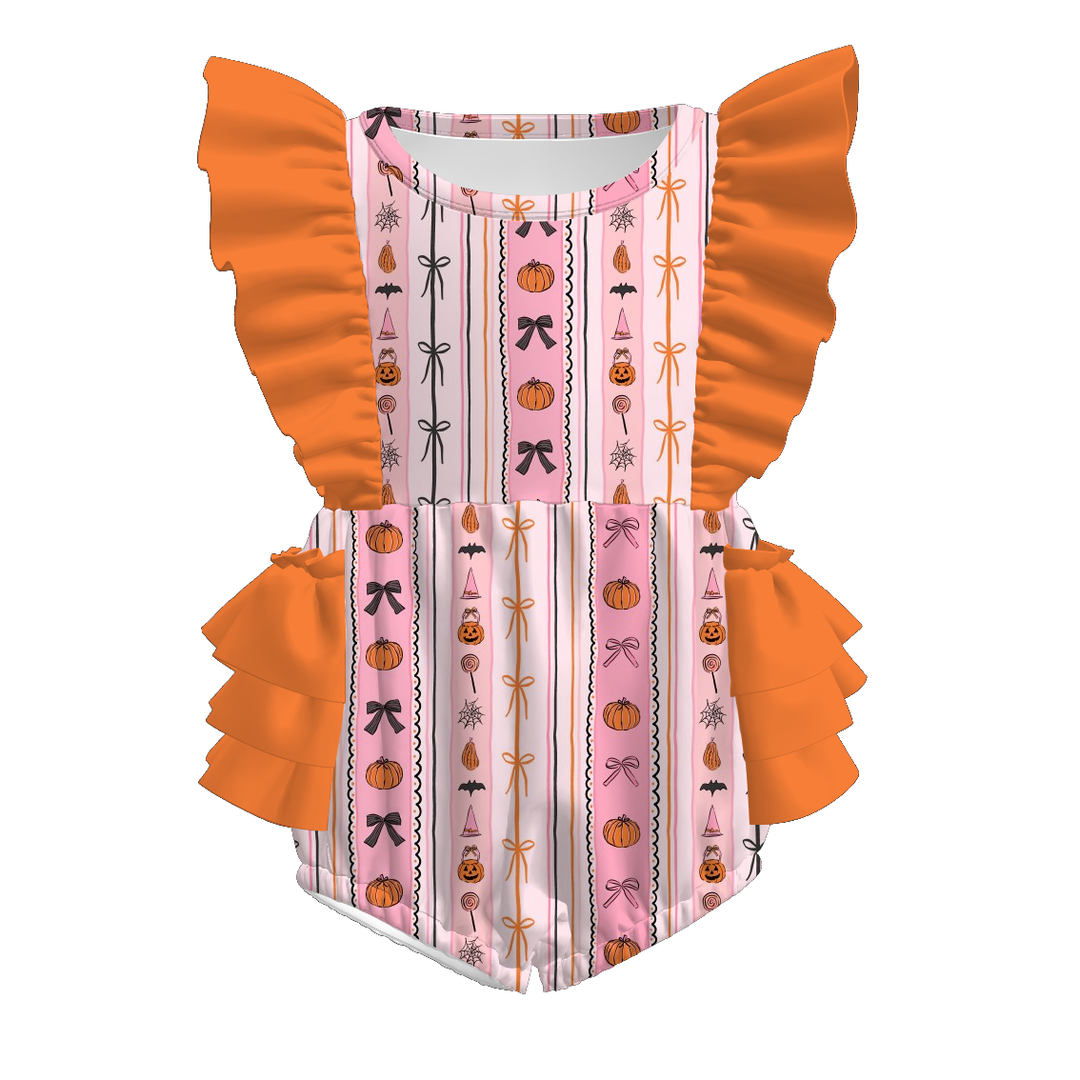 Halloween cute pumpkin ruffle dress holiday sisters outfits