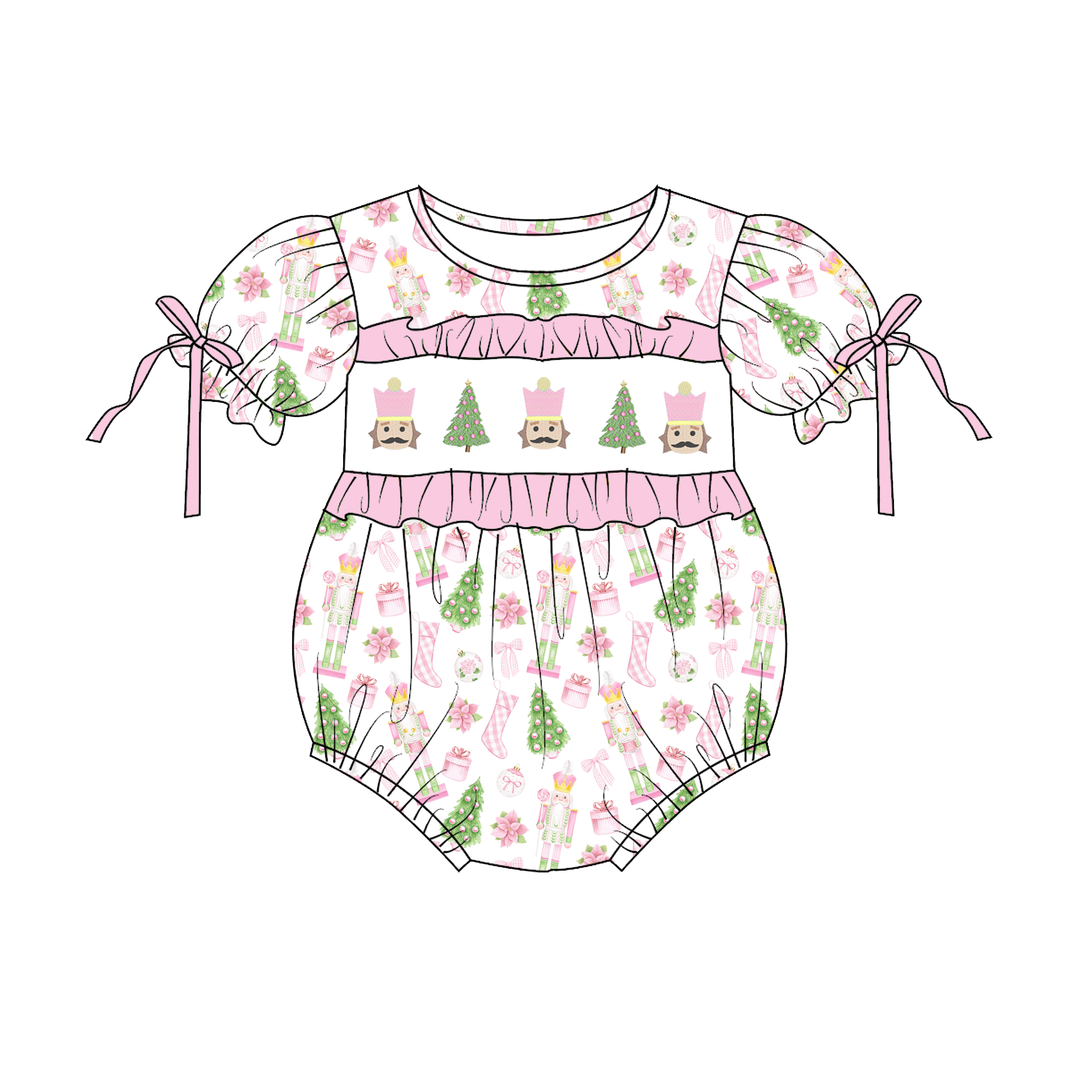 Personalized Christmas Nutcracker pink embroidery dress holiday sisters outfits