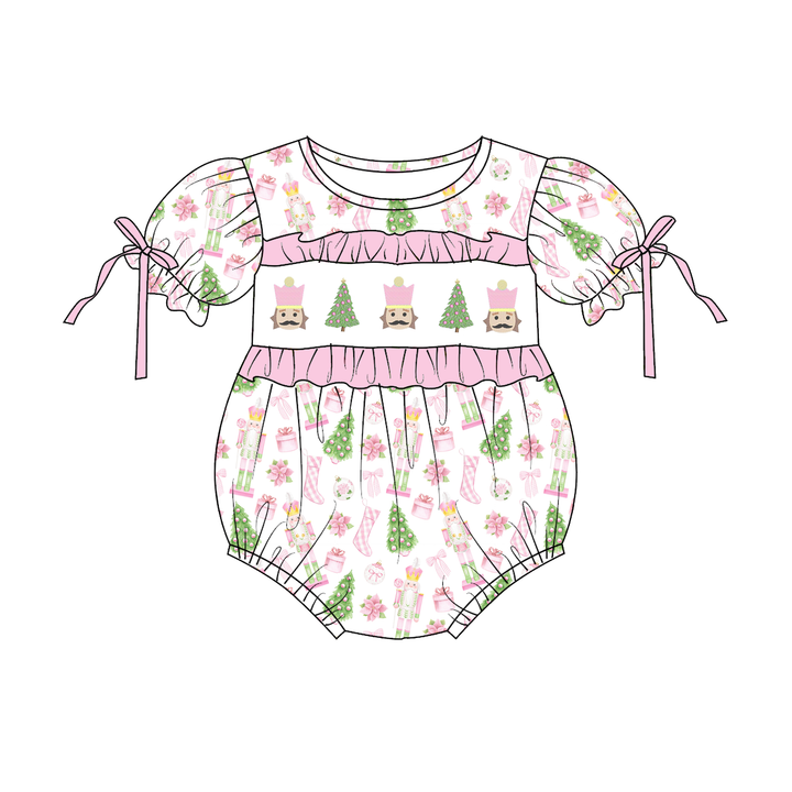 Personalized Christmas Nutcracker pink embroidery dress holiday sisters outfits