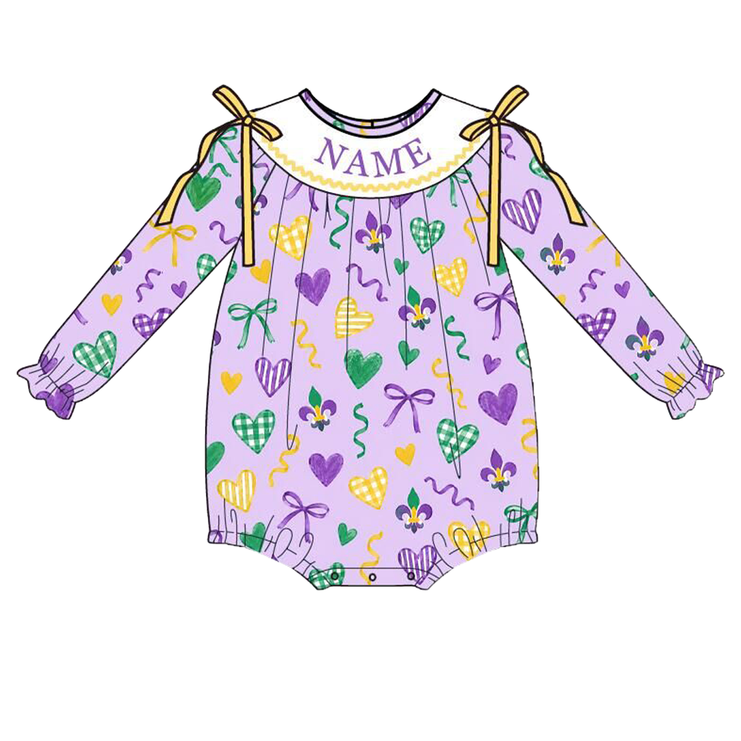 Personalized Embroidery Name Mardi Gras Sister Matching Outfits