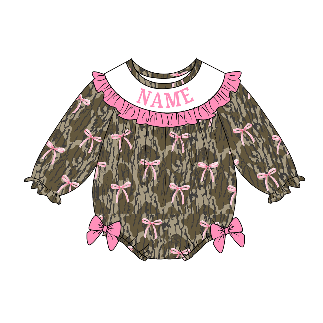 Personalized Custom Name Camo Bow Sibling Matching Outfits