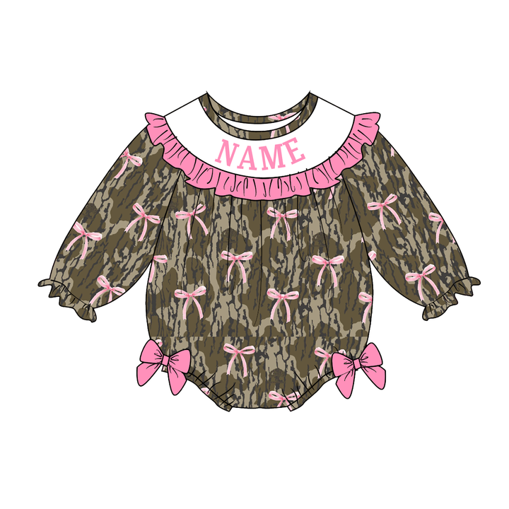 Personalized Custom Name Camo Bow Sibling Matching Outfits