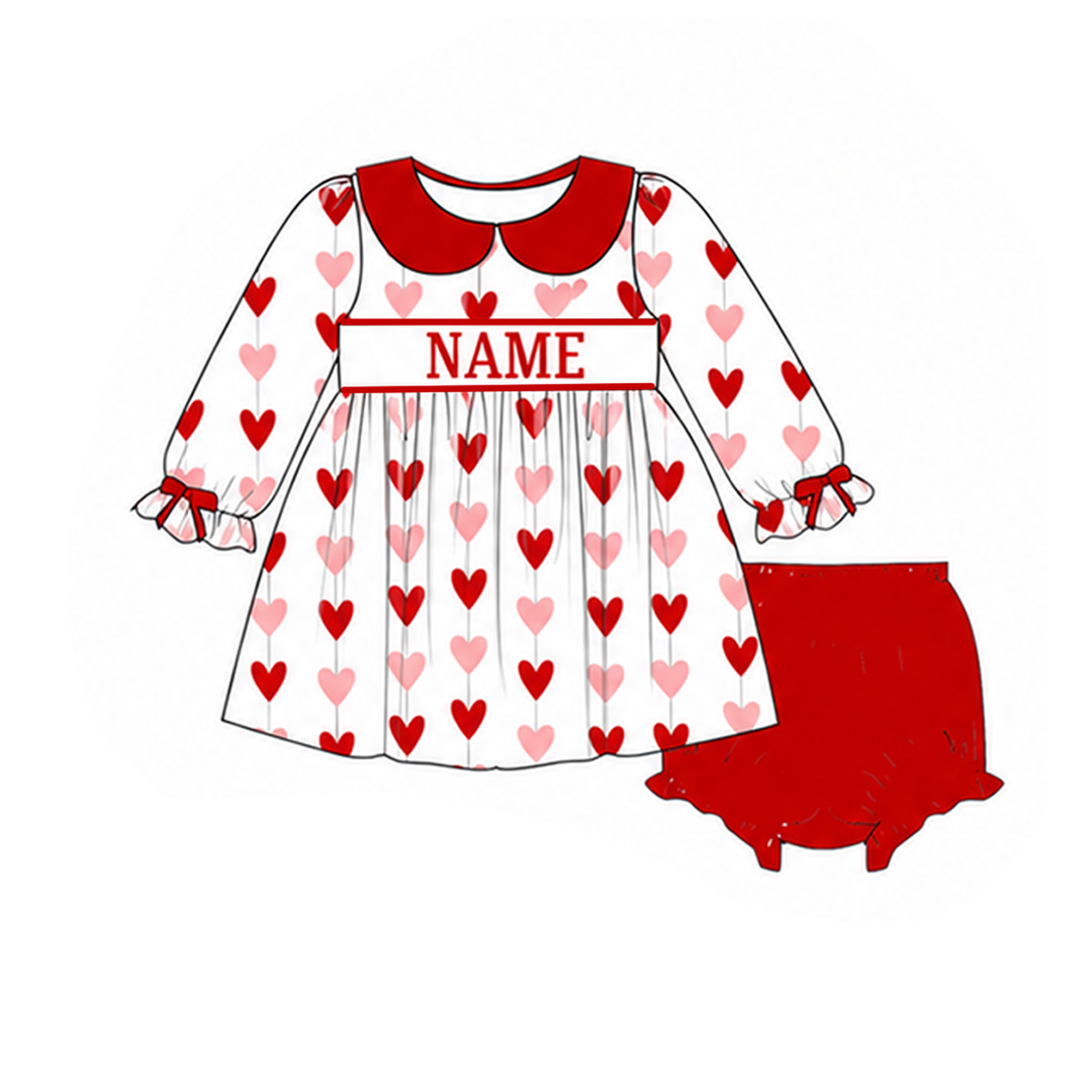 Personalized Valentine Red Heart Print Sibling Outfits