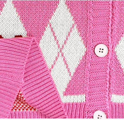 Valentine's Heart diamond jacquard knitted cardigan sweater
