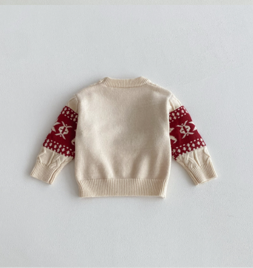 Christmas Retro Snowflake Elk Knit Pullover Sweater For Boys and Girls
