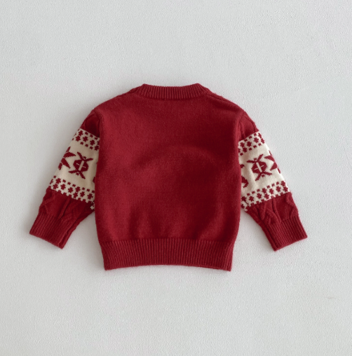 Christmas Retro Snowflake Elk Knit Pullover Sweater For Boys and Girls