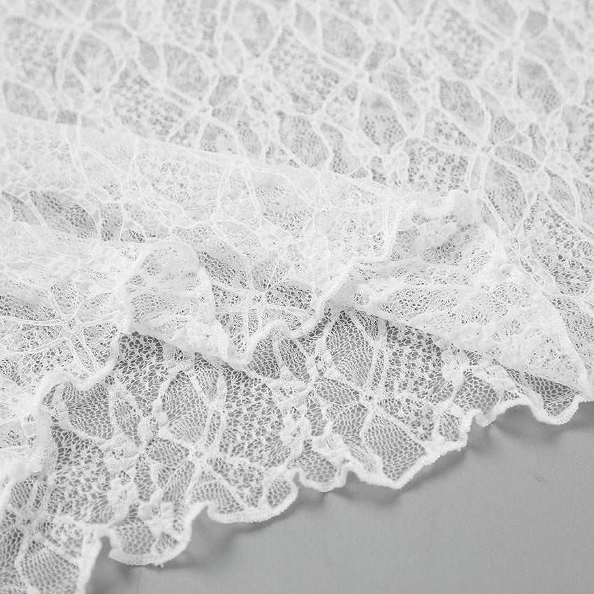 See-through lace top&skirt set