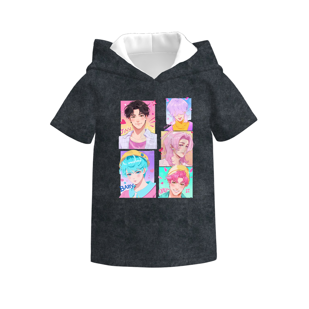 Boys' KDH K-pop inspired SAJA BOYS short sleeve hoodie top