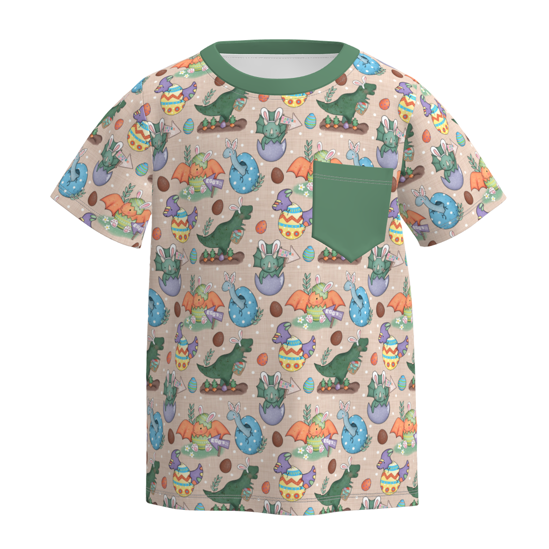 Easter Boys' cartoon cute printed short sleeve top t-shirt