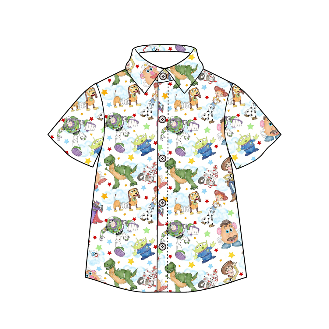Boys' cartoon cute printed short-sleeved shirt top