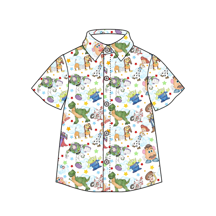 Boys' cartoon cute printed short-sleeved shirt top