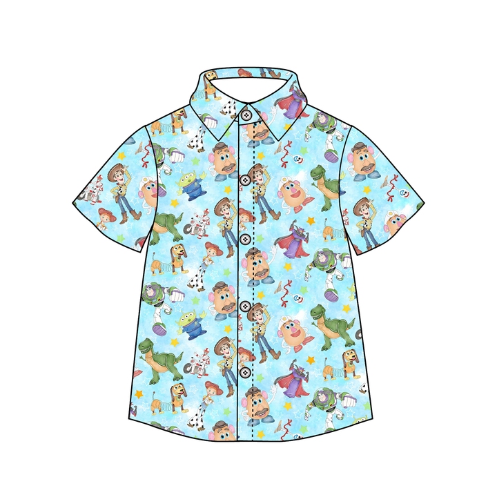 Boys' cartoon cute printed short-sleeved shirt top