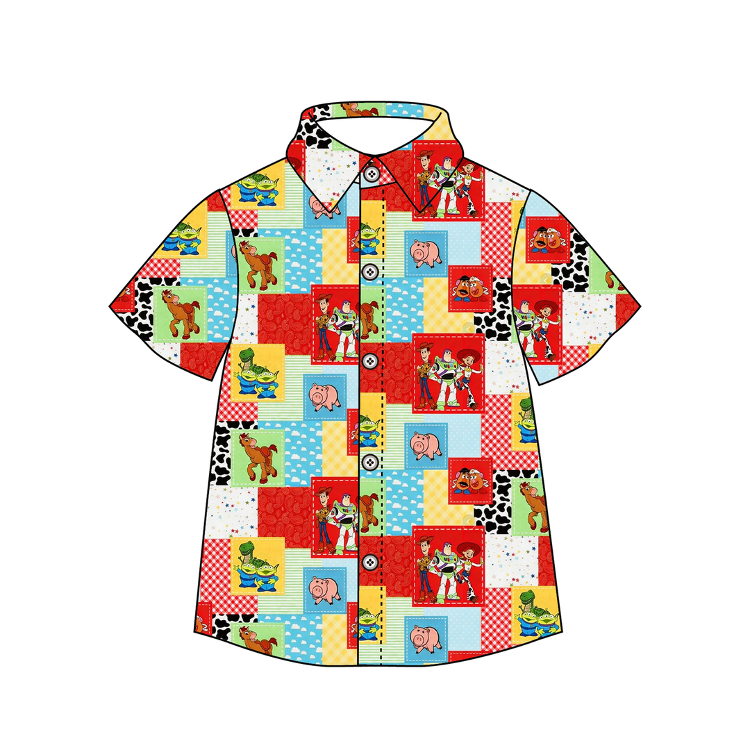 Boys' cartoon cute printed short-sleeved shirt top