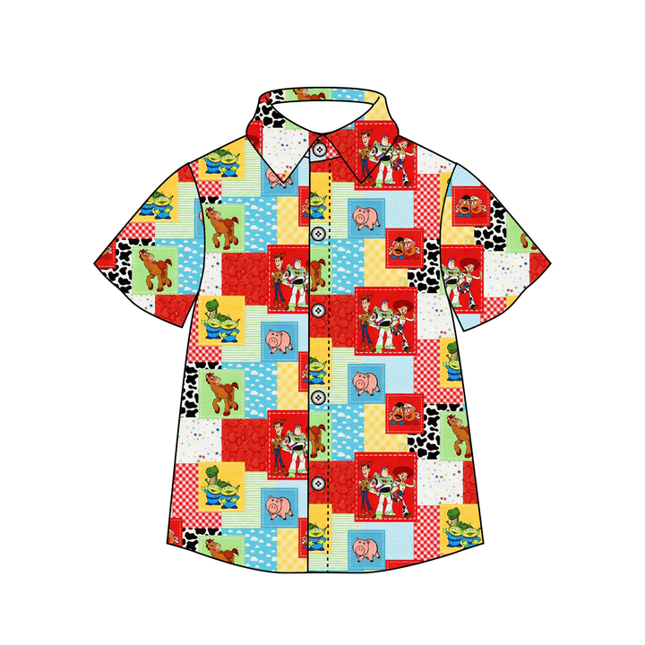 Boys' cartoon cute printed short-sleeved shirt top