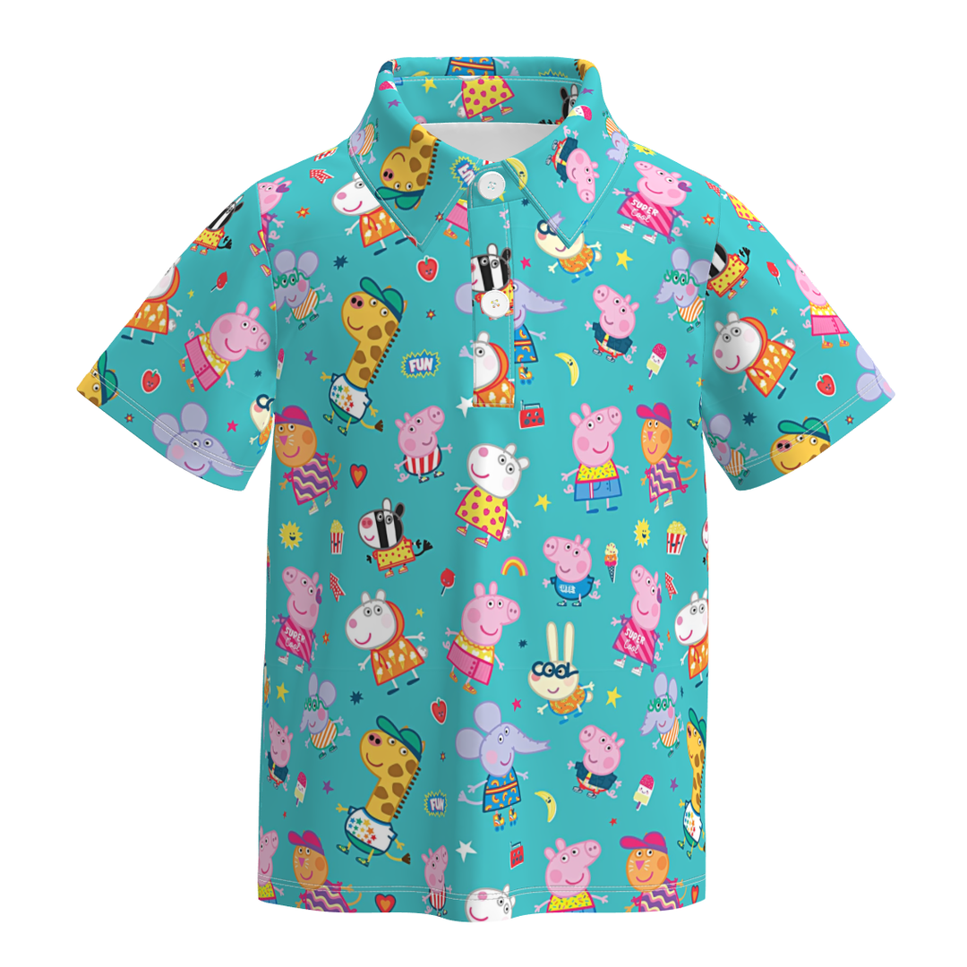 Boys' cartoon cute printed short-sleeved shirt top