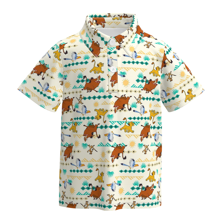 Boys' cartoon cute printed short-sleeved shirt top