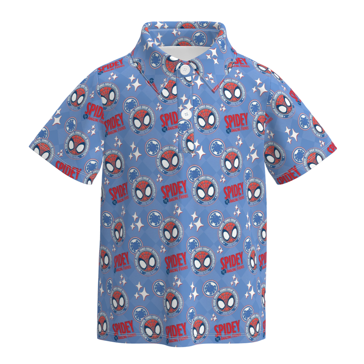 Boys' cartoon cute printed short-sleeved shirt top