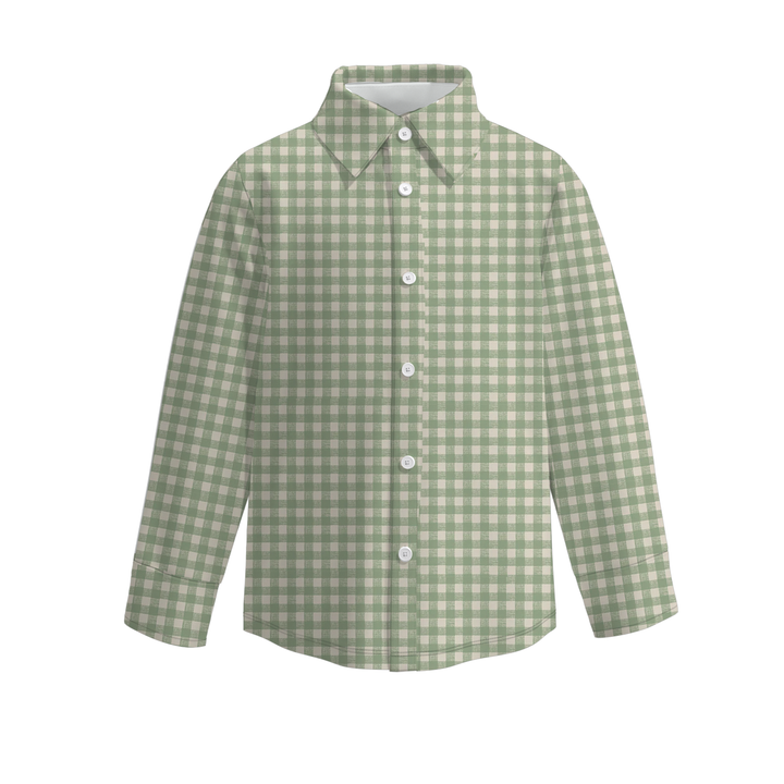 BOYS LONG SLEEVE GINGHAM BUTTON DOWN SHIRT