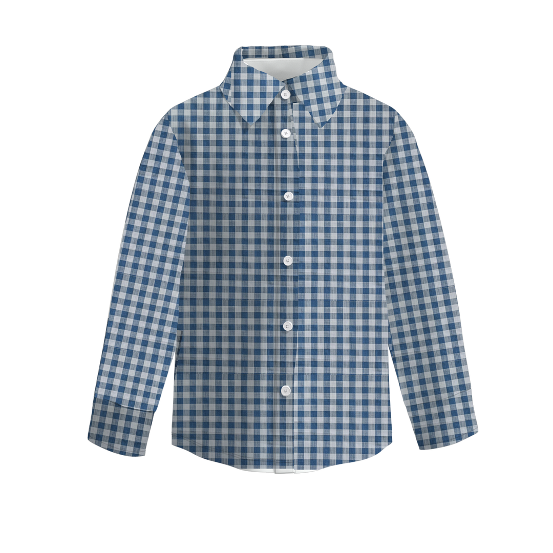 BOYS LONG SLEEVE GINGHAM BUTTON DOWN SHIRT